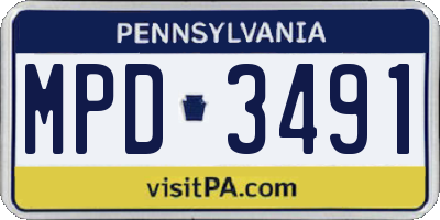 PA license plate MPD3491