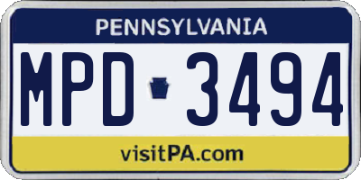 PA license plate MPD3494