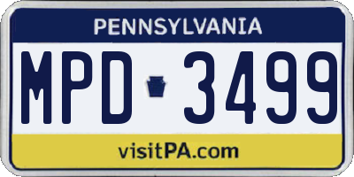 PA license plate MPD3499