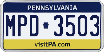 PA license plate MPD3503