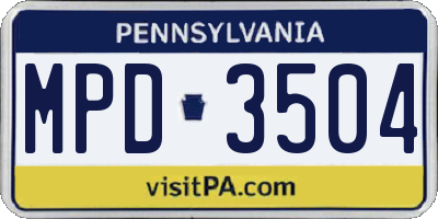 PA license plate MPD3504