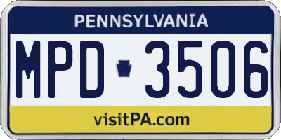 PA license plate MPD3506