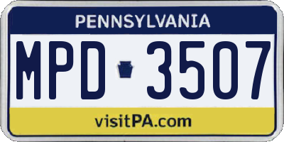 PA license plate MPD3507