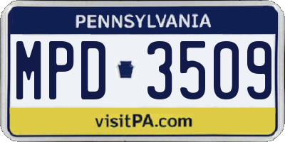 PA license plate MPD3509