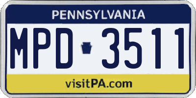 PA license plate MPD3511