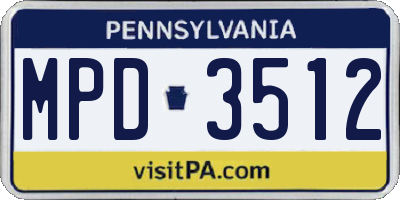 PA license plate MPD3512