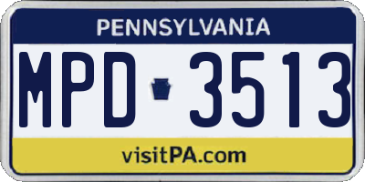 PA license plate MPD3513