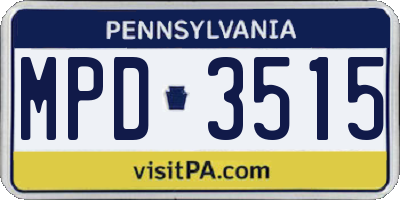 PA license plate MPD3515