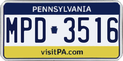 PA license plate MPD3516