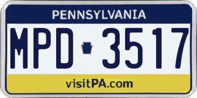 PA license plate MPD3517