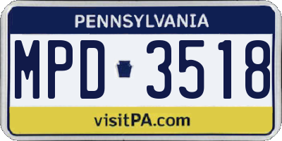 PA license plate MPD3518