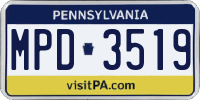 PA license plate MPD3519