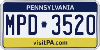 PA license plate MPD3520