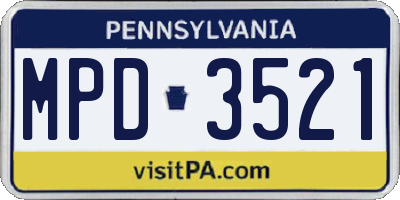 PA license plate MPD3521