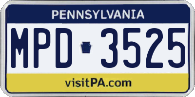 PA license plate MPD3525