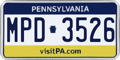 PA license plate MPD3526