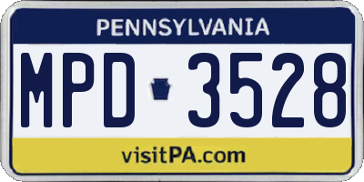 PA license plate MPD3528