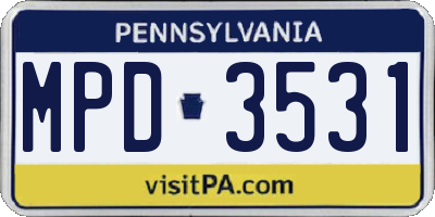 PA license plate MPD3531