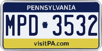 PA license plate MPD3532