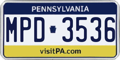 PA license plate MPD3536