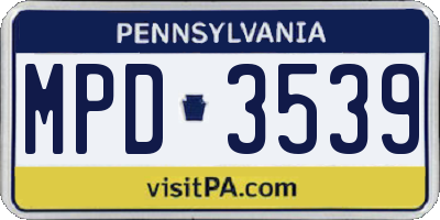 PA license plate MPD3539