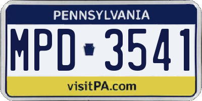 PA license plate MPD3541