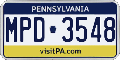 PA license plate MPD3548
