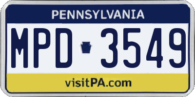 PA license plate MPD3549