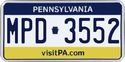 PA license plate MPD3552