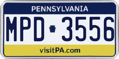 PA license plate MPD3556