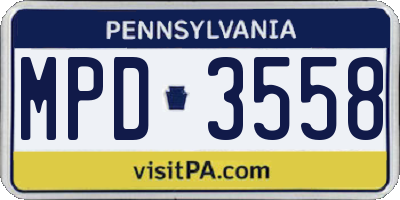 PA license plate MPD3558