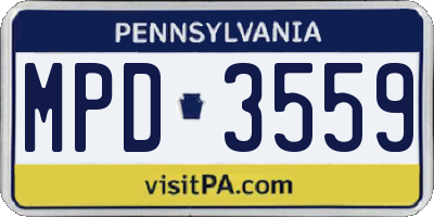 PA license plate MPD3559