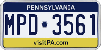 PA license plate MPD3561