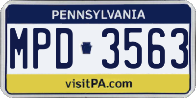 PA license plate MPD3563