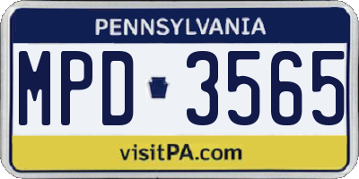 PA license plate MPD3565