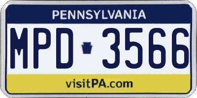 PA license plate MPD3566
