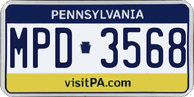 PA license plate MPD3568
