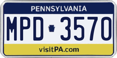 PA license plate MPD3570