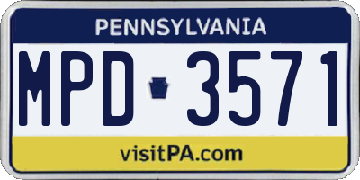 PA license plate MPD3571