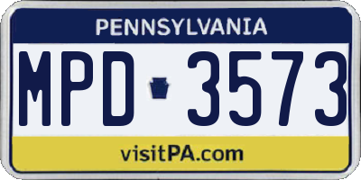 PA license plate MPD3573
