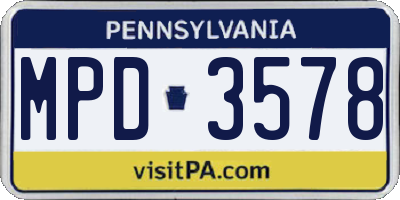 PA license plate MPD3578