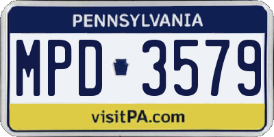 PA license plate MPD3579