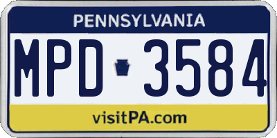 PA license plate MPD3584