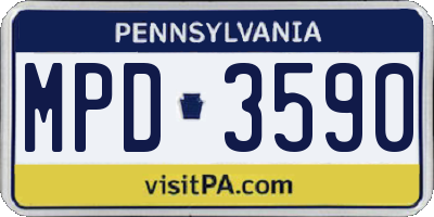 PA license plate MPD3590