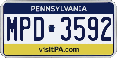 PA license plate MPD3592