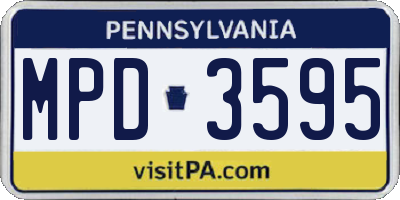 PA license plate MPD3595