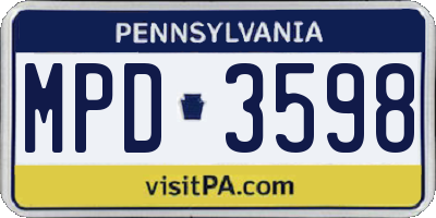 PA license plate MPD3598