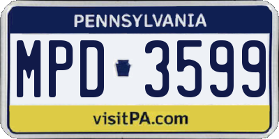 PA license plate MPD3599