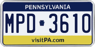 PA license plate MPD3610