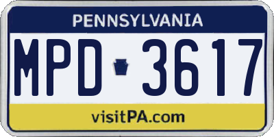 PA license plate MPD3617